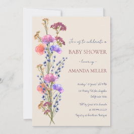 Rustikale Beige Acrylblütendusche Bouquet Baby Einladung