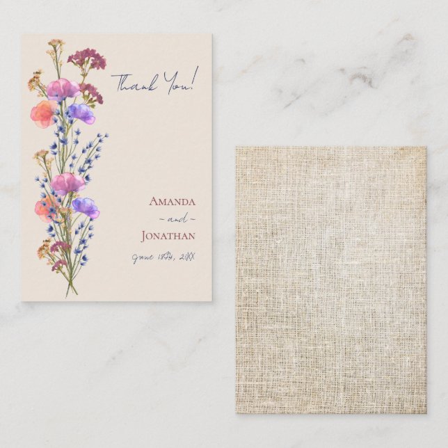 Rustikale Beige Akryllische Blumenhochzeit Vielen  Mitteilungskarte (Vorne/Hinten)