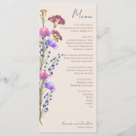 Rustikale Beige Akryllische Blumenkarte Menükarte