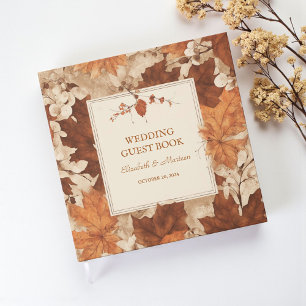 Rustikale Beige-Braune Ahornblätter Herbsthochzeit Gästebuch
