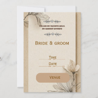 Rustikale Beige Florale Hochzeits Einladung