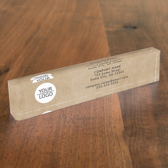 Rustikale Beige Fügen Sie Ihr Logo hinzu Namensplakette (Seite)