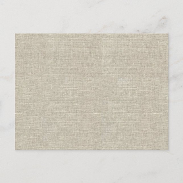 Rustikale Beige Linen bedruckt Postkarte (Vorderseite)