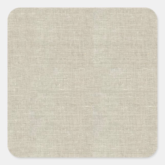 Rustikale Beige Linen bedruckt Quadratischer Aufkleber (Vorderseite)