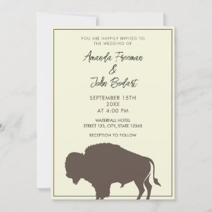 Rustikale Beige und Brown Buffalo Bison Wedding Einladung