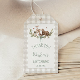 Rustikale Beige-Wald-Babyparty Geschenkanhänger