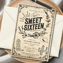 Rustikale Beige Western-Cowgirl Sweet Sixteen