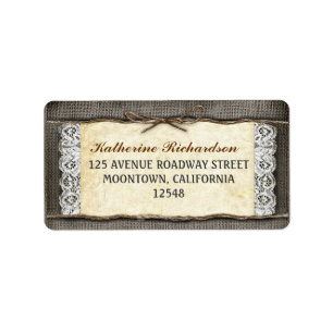 Rustikale Beinschleife und Seilbändchen Adressaufkleber