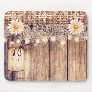 Rustikale beleuchtete Mason-Jars Gänseblümchen & S Mousepad