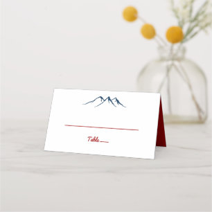 Rustikale Berge Hirsch Red Blue Wedding Platzkarte