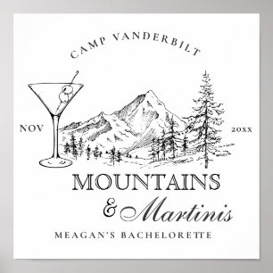 Rustikale Berge & Martinis Camp Bachelorette Poster