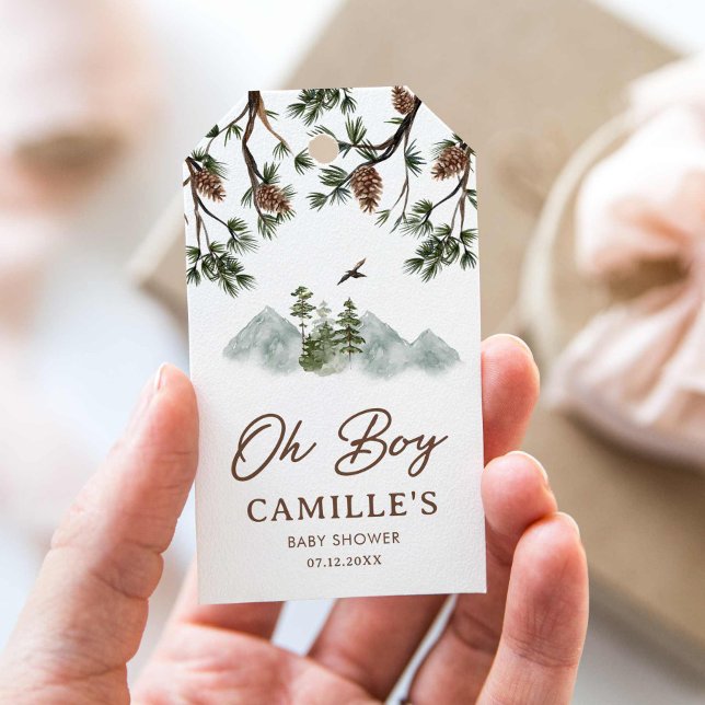 Rustikale Berge Oh Boy Baby Dusche Liebesmarken Geschenkanhänger (Oh Baby Mountain Rustic Boy Baby Shower Favor Tag)