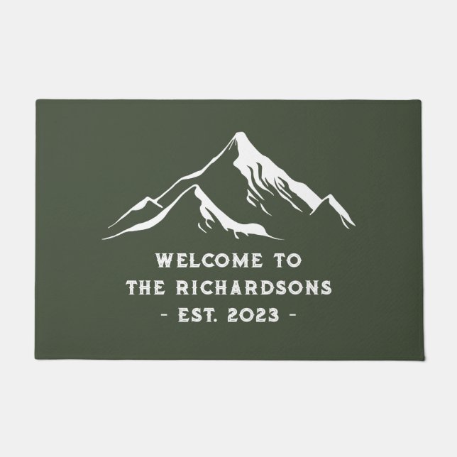 Rustikale Berge Personalisiert Familienname See Fußmatte (Vorderseite)