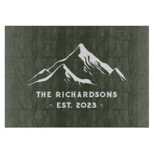 Rustikale Berge Personalisiert Familienname Skigeb Schneidebrett