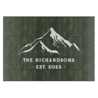 Rustikale Berge Personalisiert Familienname Skigeb Schneidebrett