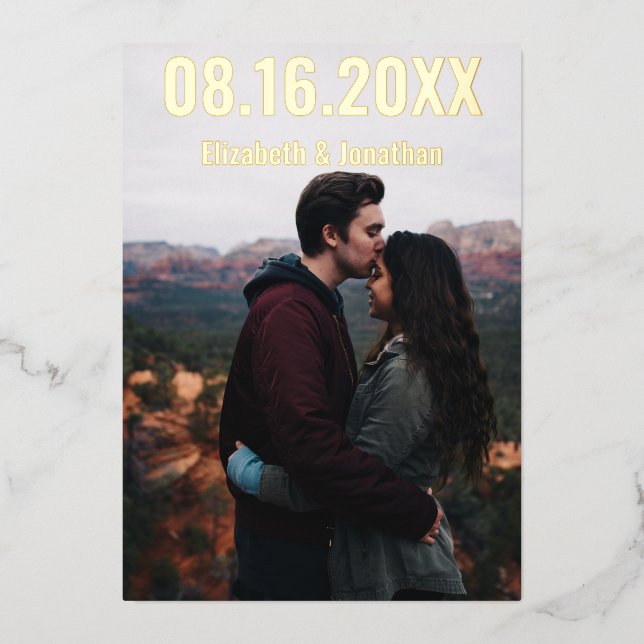 Rustikale Berge Save the Date Folieneinladung (Vorderseite)