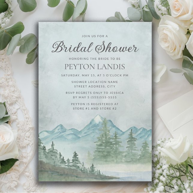 Rustikale Berge Schneesee Malerei Brautparty Einladung (Mountains/adventure Bridal Shower invitation)