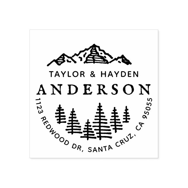 Rustikale Berge und Pinien - Ansprache Gummistempel (Prägung)