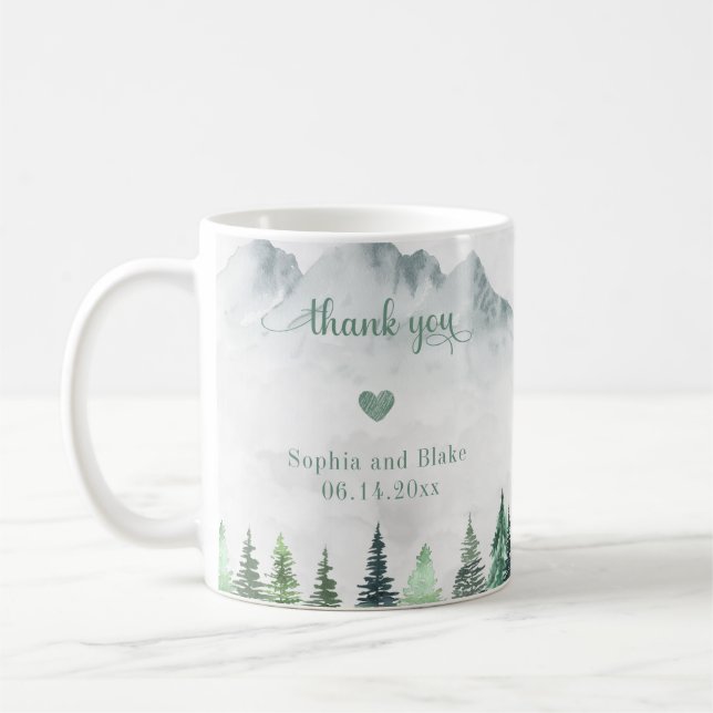 Rustikale Berge und Wälder Vielen Dank Kaffeetasse (Links)