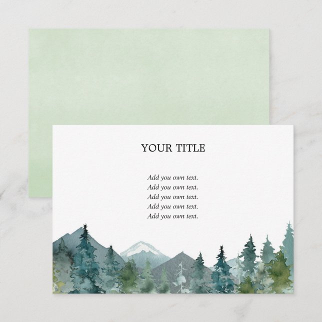 Rustikale Berge Wald Aquarell Blanche einfügen Begleitkarte (Vorne/Hinten)