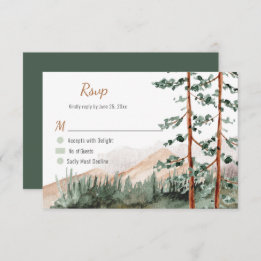 Rustikale Berge Wälder Pine Spruce Bäume Hochzeit RSVP Karte
