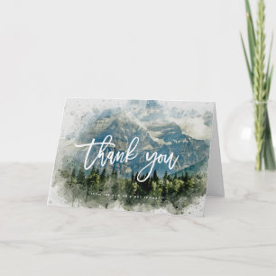rustikale Berge Waldhochzeit danke Karte