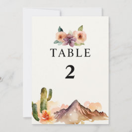 Rustikale Berge | Wüstenhochzeit-Tischnummer Einladung
