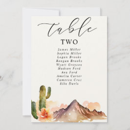 Rustikale Berge | Wüstenhochzeit-Tischnummer Einladung