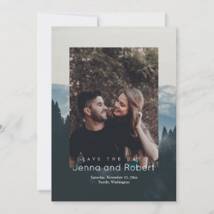 Rustikale Bergfoto-Hochzeit Save-the-Date-Karte Save The Date