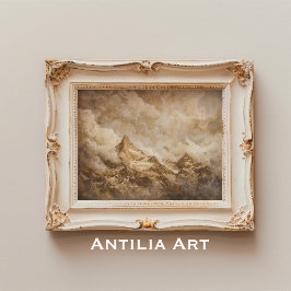 Rustikale Berggipfel Landschaft Vintage Kunst, Dic Poster