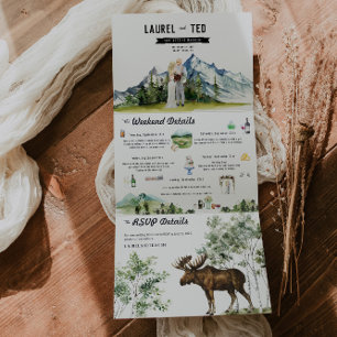 Rustikale Berghochzeit Tri-Fold Einladung