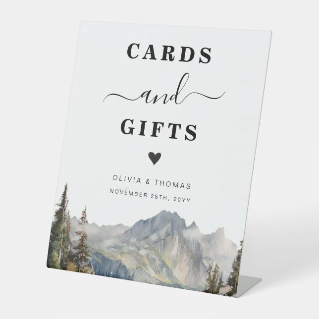 Rustikale Bergkarten und Geschenke Unterschrift Sockelschild (Vorderseite)