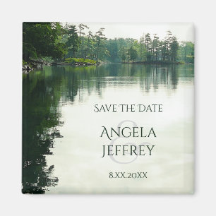 Rustikale Bergsee-Reflexion Save the Date Magnet