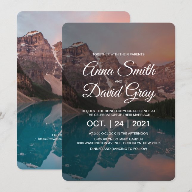 Rustikale Bergwaldskriptionen Einladung (Vorne/Hinten)