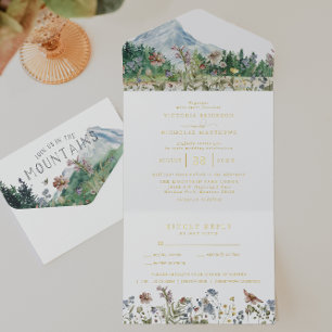 Rustikale Bergwildblume   Boho-Hochzeit  All-in-One-Einladung