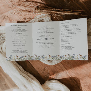 Rustikale Bergwildblume   Boho-Hochzeit Dreifach Gefaltete Einladung