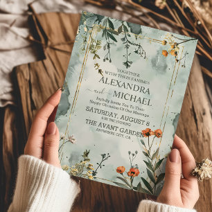 Rustikale Bergwildblume Boho-Hochzeit Einladung