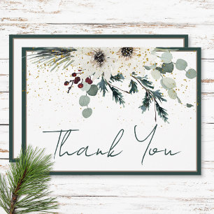 Rustikale Berries Winter Floral Wedding Dankeskarte