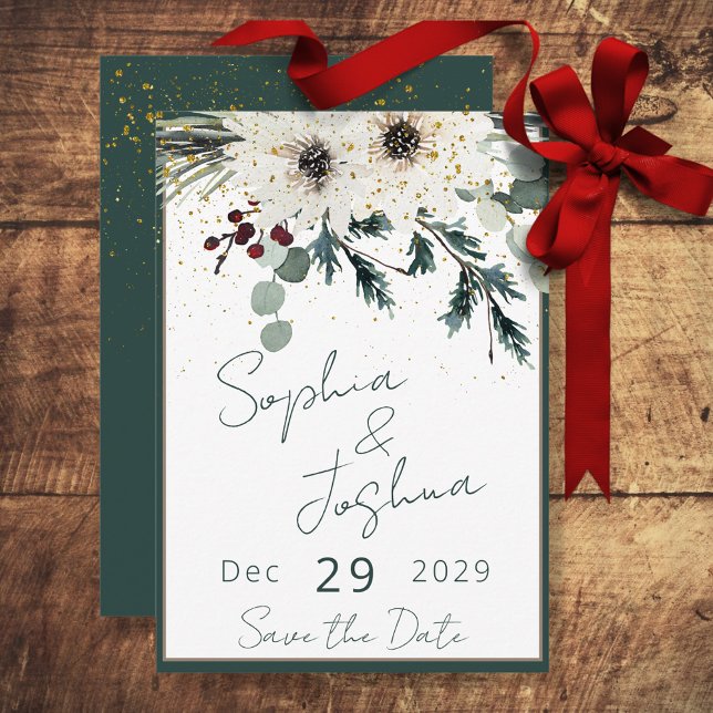 Rustikale Berries Winter Floral Wedding Save The Date (Von Creator hochgeladen)