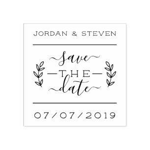 Rustikale Beschriftung u. Skript Save the Date, Gummistempel