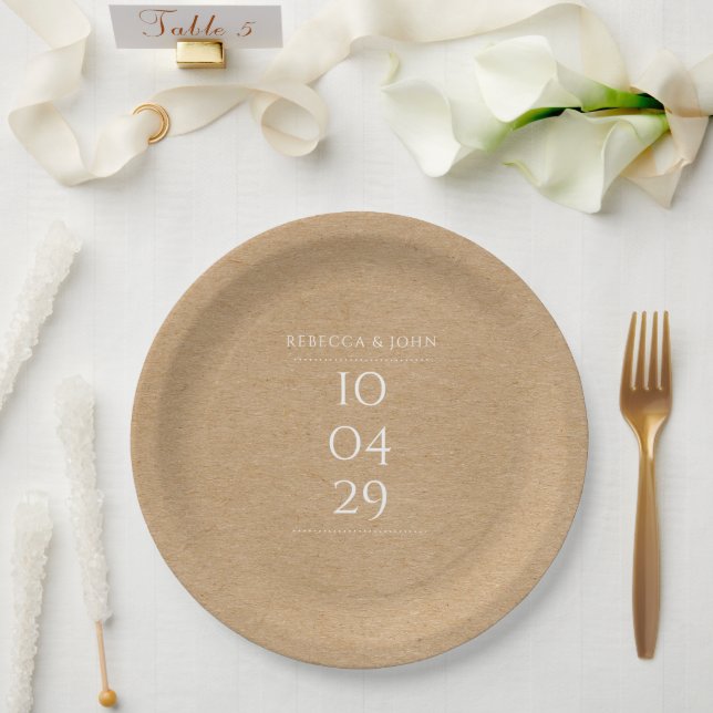 Rustikale besondere Datum Hochzeit Pappteller (Hochzeit)