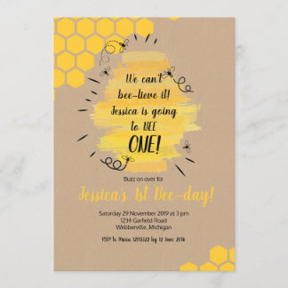 Rustikale Biene 1. Geburtstag Party Einladung