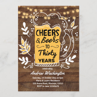 Rustikale Biere und Cheers Mann 30. Geburtstag Einladung