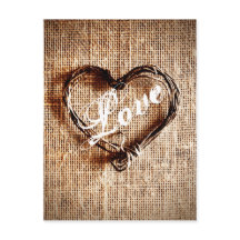 Rustikale Bindfaden-Herz-Jute-Druck-LOVE-Postkarte