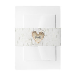 Rustikale Birch Bark Heart Wedding Einladungsbanderole