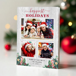 Rustikale Birch Mistletoe Glücklichster Urlaub 3 F Feiertagskarte