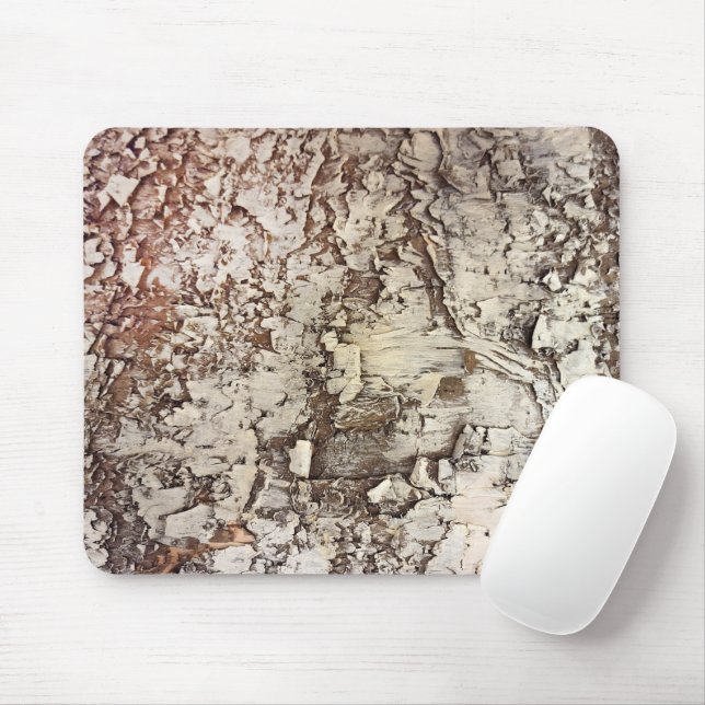 Rustikale Birch Tree Bark Mousepad (Mit Mouse)