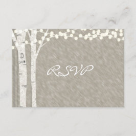 Rustikale Birch Tree String Lights RSVP Karte