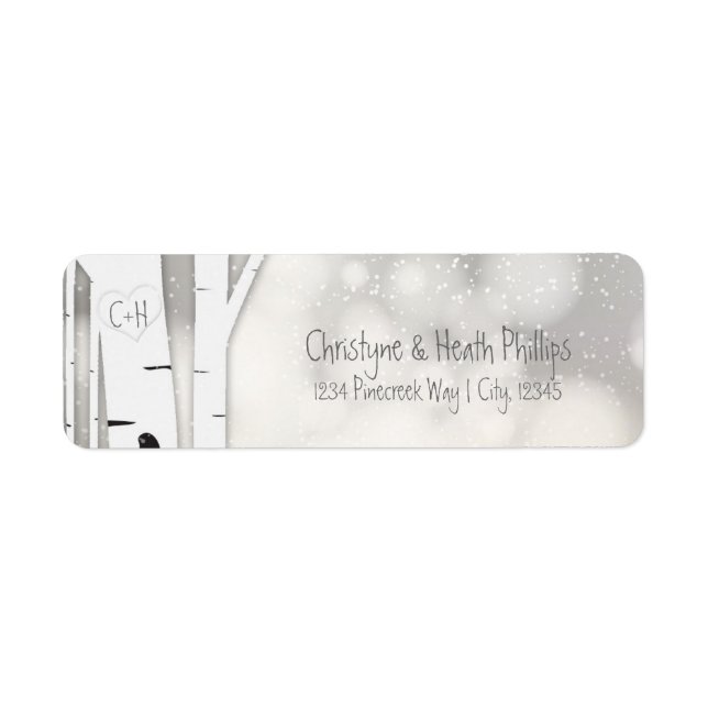 Rustikale Birch Tree Winter Snowy Address Labels (Vorne)