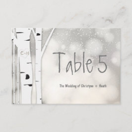 Rustikale Birch Tree Winter Snowy Tischnummer Card